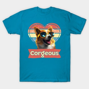 Corgi dog gorgeous corgeous 80s glamour T-Shirt